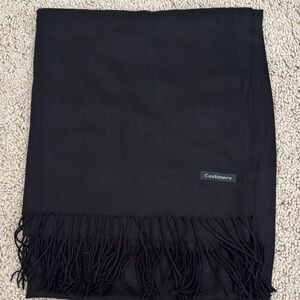 Black Cashmere Scarf with Fringe
